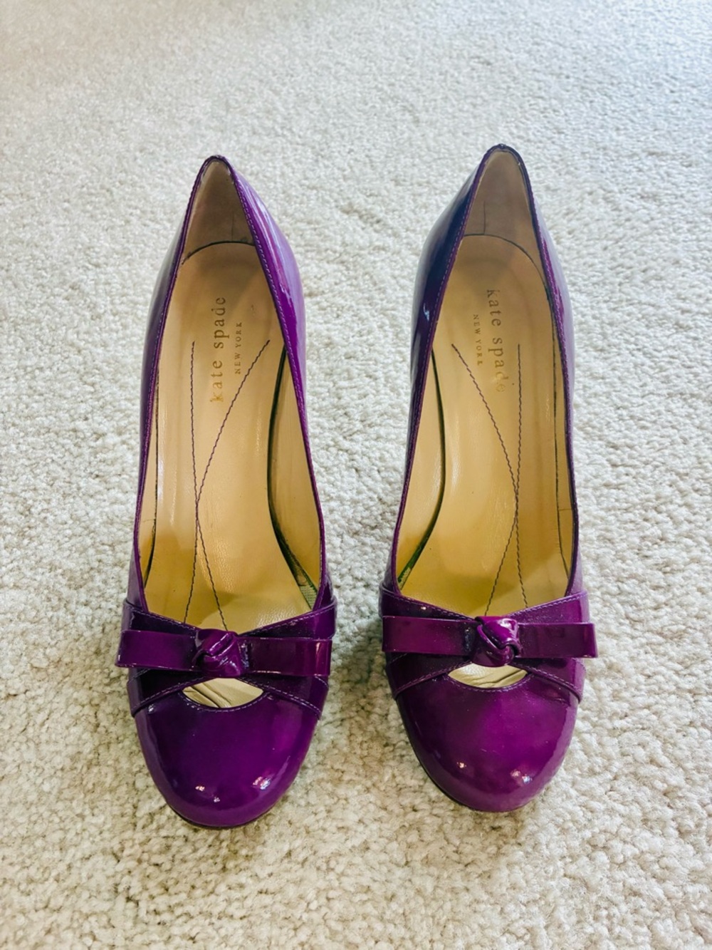 Kate Spade New York Kylie patent leather BOW heels pumps cottagecore plum
